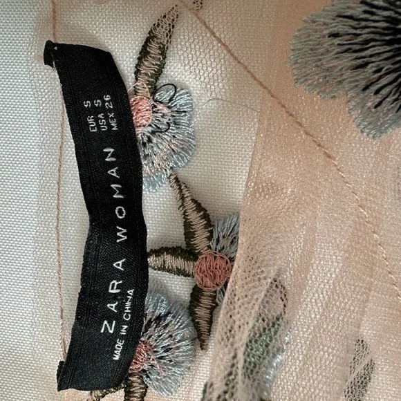 Zara Multicolored Asymmetrical Sheer Blouse - Picture 7 of 7